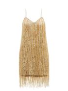Ashish - Sequin And Bead-fringed Mini Dress - Womens - Silver Gold