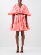 Roksanda - Yasmin Gathered Taffeta Mini Dress - Womens - Neon Pink