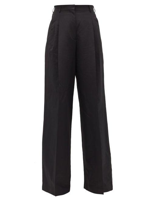 Matchesfashion.com Rochas - Pleated-front Wide-leg Trousers - Womens - Black