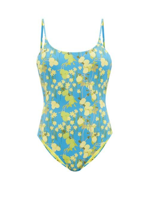Bernadette - Fruit And Floral-print Swimsuit - Womens - Blue Print