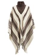 Chlo - Quilted-collar Striped Cashmere-blend Rep Poncho - Womens - Beige Multi