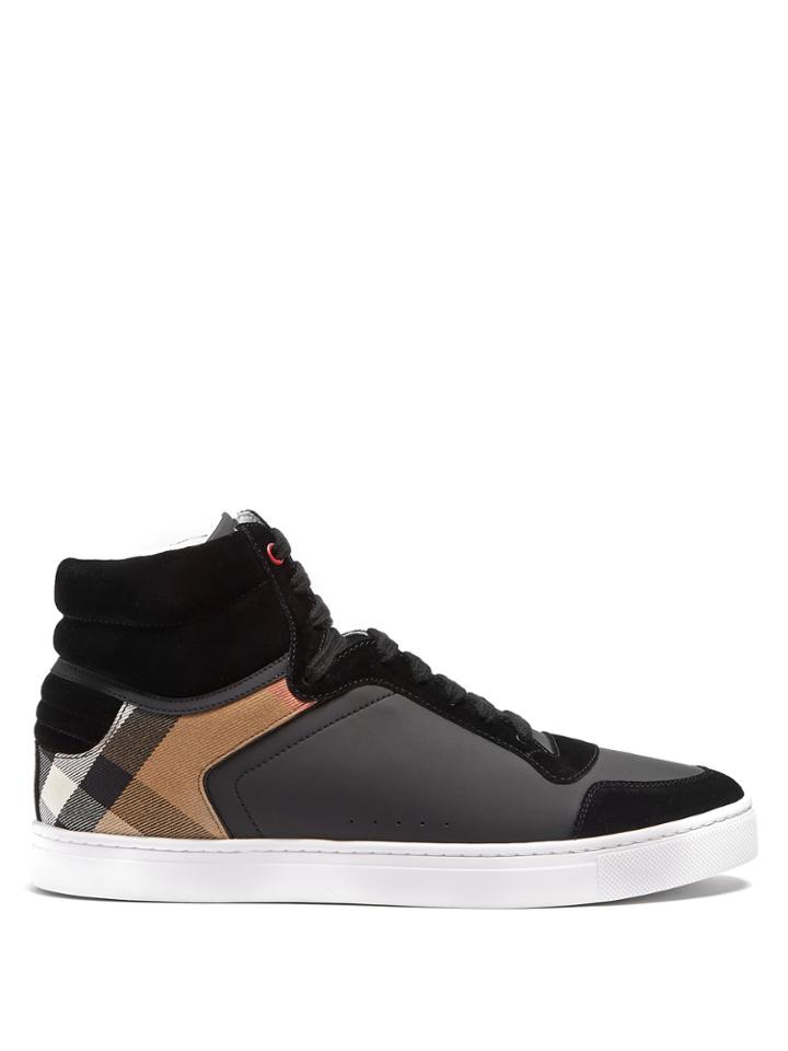 Burberry Reeth High-top Suede-trimmed Trainers