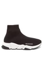 Balenciaga - Speed Recycled-knit Trainers - Womens - Black White