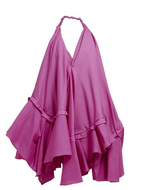 Matchesfashion.com Jacquemus - Rosa Asymmetric Ruffle Poplin Mini Dress - Womens - Pink