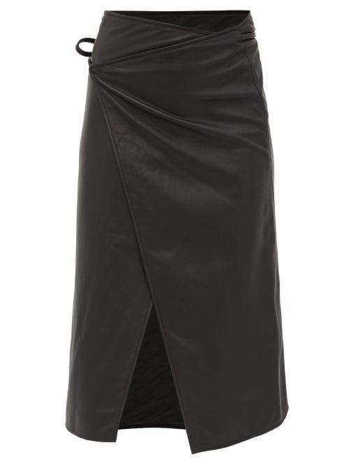 Matchesfashion.com Vetements - Leather Midi Wrap Skirt - Womens - Black