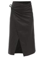 Matchesfashion.com Vetements - Leather Midi Wrap Skirt - Womens - Black