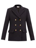 Matchesfashion.com Victoria Beckham - Double-breasted Wool-blend Pea Coat - Womens - Navy
