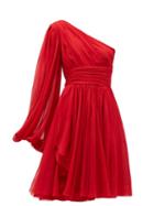 Matchesfashion.com Giambattista Valli - One-shoulder Silk-georgette Mini Dress - Womens - Red