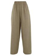 Matchesfashion.com Marrakshi Life - High-waist Cotton-blend Palazzo Trousers - Womens - Khaki