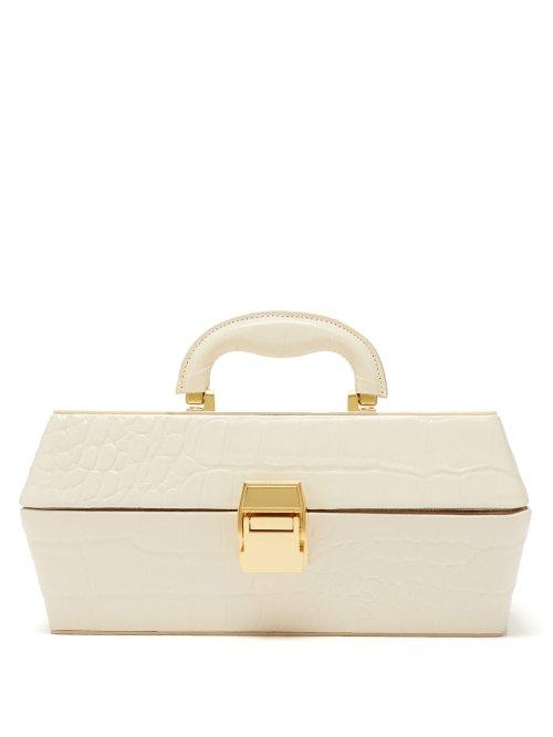 Matchesfashion.com Staud - Lincoln Crocodile Effect Leather Box Bag - Womens - Cream