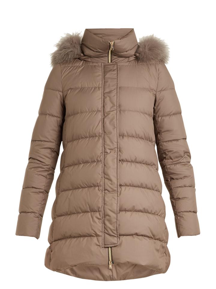 Herno Fox-fur Trim Quilted Down Jacket