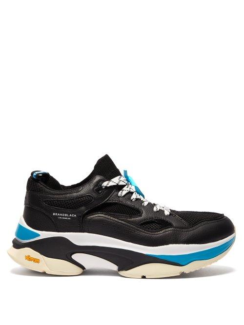 Matchesfashion.com Brandblack - Saga Mesh And Leather Low Top Trainers - Mens - Black Blue