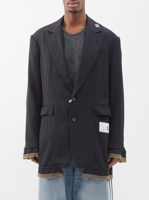Mihara Yasuhiro - Herringbone Single-breasted Blazer - Mens - Black