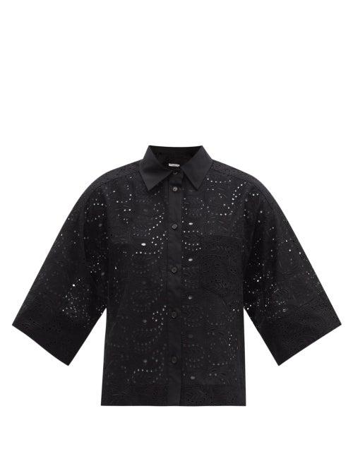 Matchesfashion.com Three Graces London - Nico Broderie-anglaise Shirt - Womens - Black