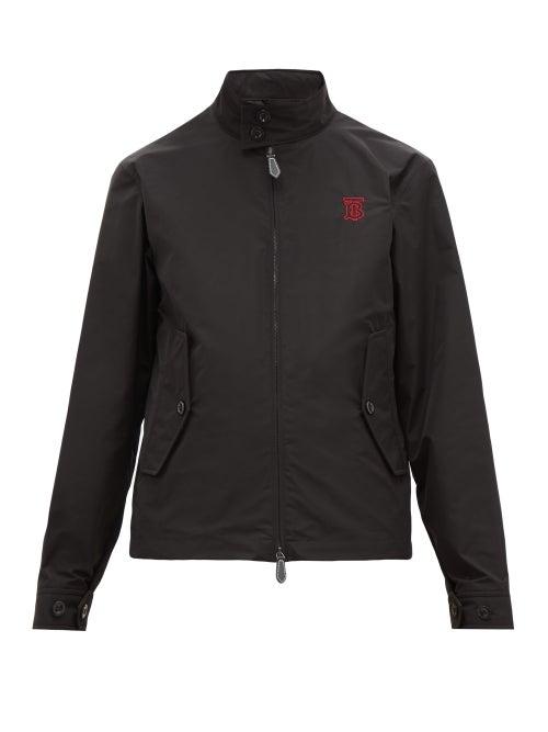 Matchesfashion.com Burberry - Embroidered Monogram Harrington Jacket - Mens - Black