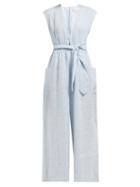 Matchesfashion.com Mara Hoffman - Whitney Striped Wide Leg Hemp Jumpsuit - Womens - Blue White