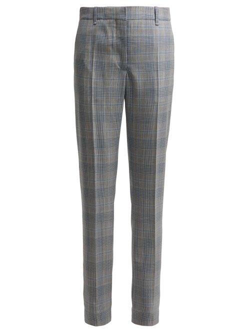 Matchesfashion.com Calvin Klein 205w39nyc - Windowpane Straight Leg Wool Trousers - Womens - Blue Multi