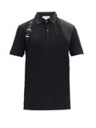 Matchesfashion.com Alexander Mcqueen - Harness Appliqu Cotton-piqu Polo Shirt - Mens - Black