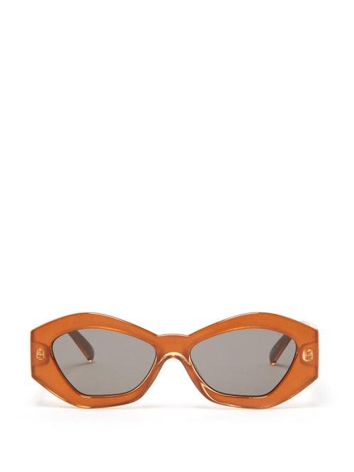 Matchesfashion.com Le Specs - The Ginchiest Geometric Acetate Sunglasses - Womens - Light Brown