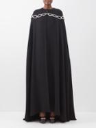 Valentino - Crystal-embroidered Chain Silk Cape - Womens - Black Silver