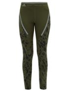 Matchesfashion.com Adidas By Stella Mccartney - Run Leopard Print Leggings - Womens - Khaki