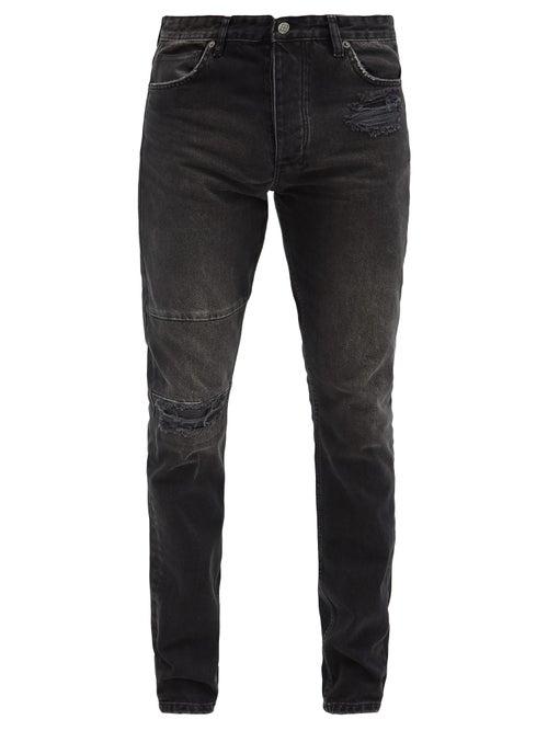 Matchesfashion.com Ksubi - Chitch Leather-panel Slim-leg Jeans - Mens - Black Multi