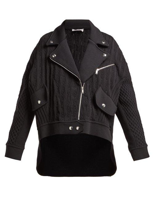 Matchesfashion.com Sonia Rykiel - Cable Knit Biker Cardigan - Womens - Black