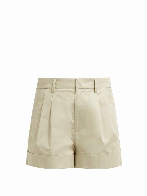 Matchesfashion.com Isabel Marant Toile - Olbia Turned Up Cotton Poplin Shorts - Womens - Beige