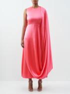 Roksanda - Nara Scarf-drape Silk Maxi Dress - Womens - Fuchsia