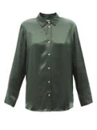 Asceno - Milan Silk Pyjama Shirt - Womens - Emerald