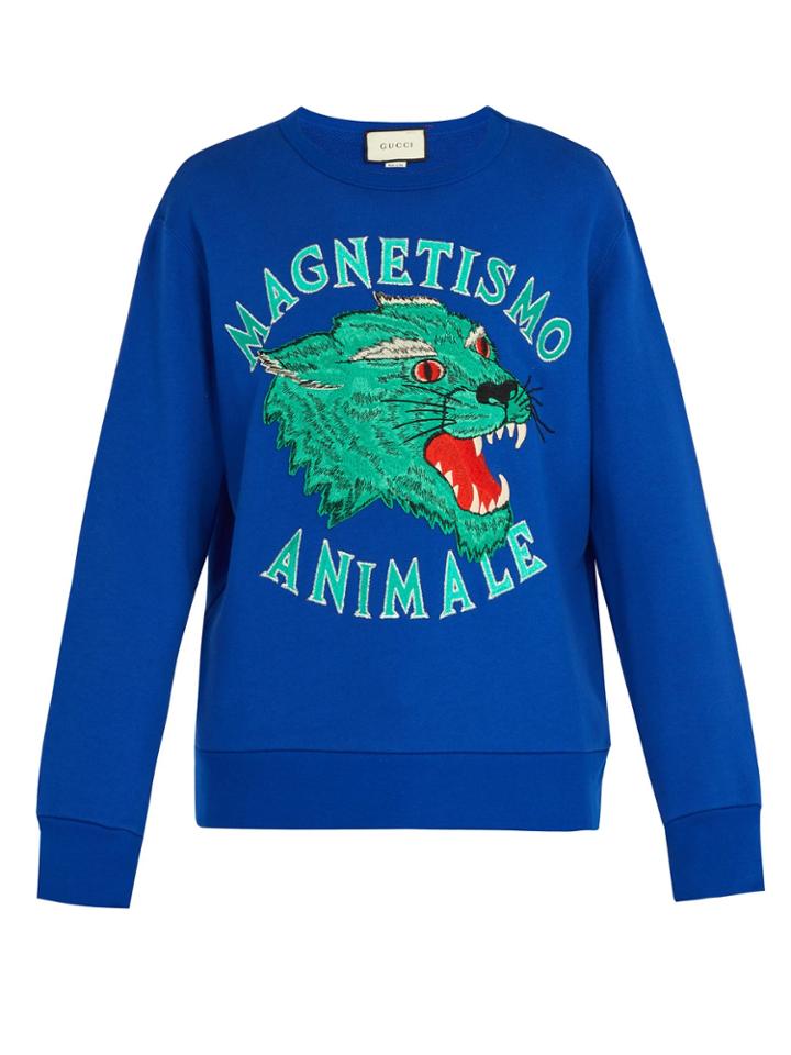 Gucci Panther Embroidered-cotton Sweatshirt