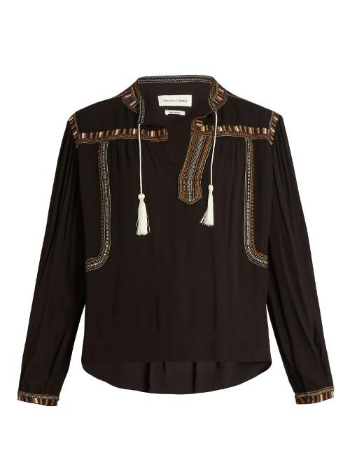 Isabel Marant Étoile Cabella Embroidered Crepe Top