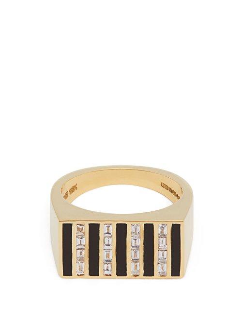 Matchesfashion.com Jessica Biales - 18kt Gold & Diamond Block Signet Ring - Womens - Gold