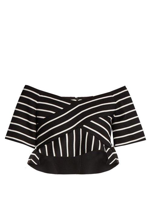 Matchesfashion.com Proenza Schouler - Striped Cotton Blend Cropped Top - Womens - Black Stripe