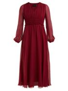 Matchesfashion.com Giambattista Valli - Gathered Silk Chiffon Dress - Womens - Burgundy