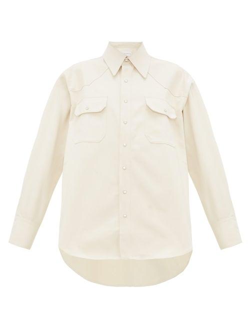 Matchesfashion.com Matthew Adams Dolan - Western Side-pleat Denim Shirt - Womens - Ivory