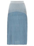 Matchesfashion.com Balmain - Ribbed Jacquard Knit Midi Skirt - Womens - Blue Multi
