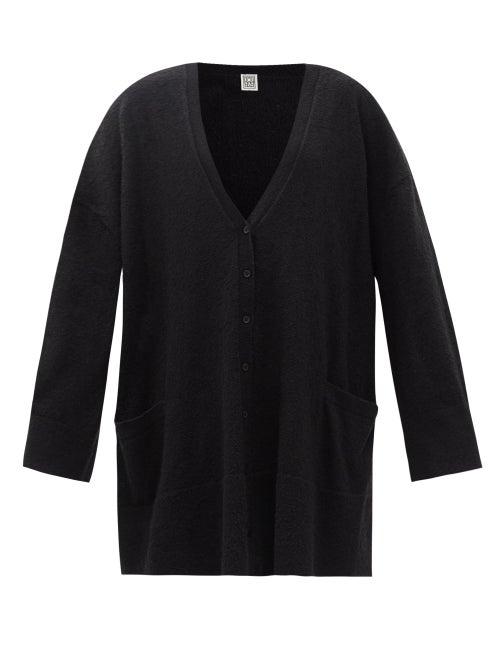 Ladies Beachwear Totme - V-neck Organic Cotton-blend Terry Cardigan - Womens - Black