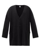Ladies Beachwear Totme - V-neck Organic Cotton-blend Terry Cardigan - Womens - Black