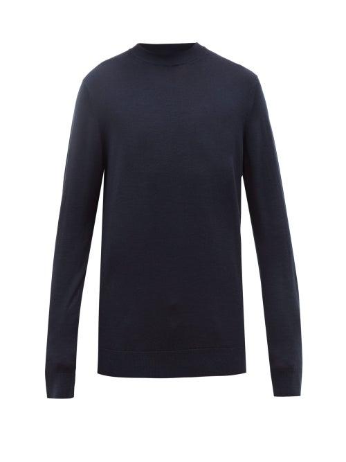 Matchesfashion.com Sunspel - High Neck Merino Wool Sweater - Mens - Navy