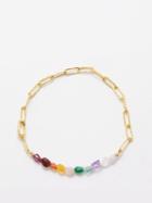 Healers - Chakra 5 Stone & Recycled 18kt Gold Chain Bracelet - Mens - Gold