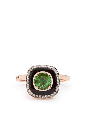 Selim Mouzannar Diamond, Tsavorite, Enamel & Pink-gold Mina Ring