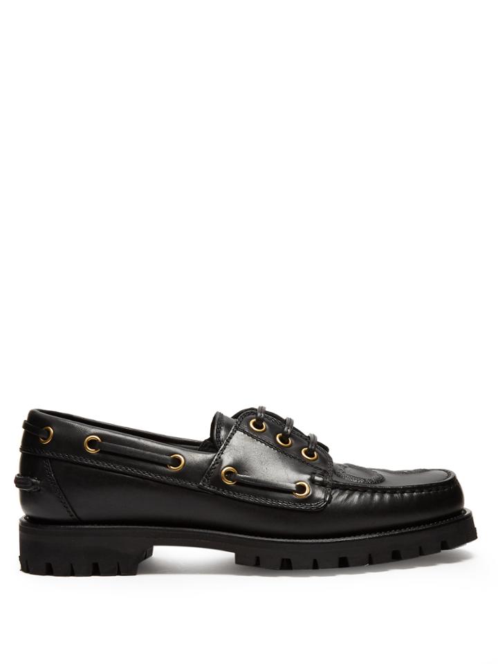 Gucci Pacific Snake-embossed Leather Deck Shoes