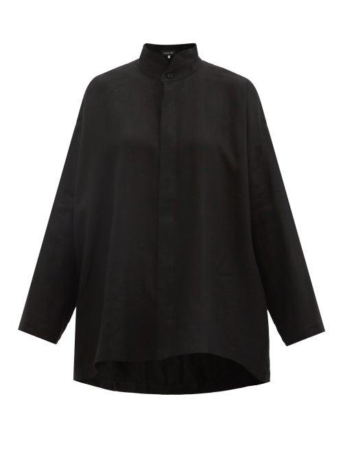 Matchesfashion.com Eskandar - Stand-collar Linen Shirt - Womens - Black