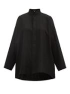 Matchesfashion.com Eskandar - Stand-collar Linen Shirt - Womens - Black