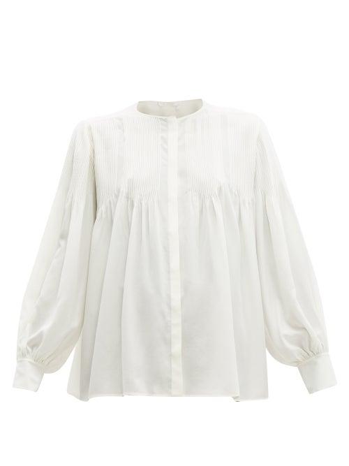 Matchesfashion.com Chlo - Pintucked Silk Blouse - Womens - Ivory