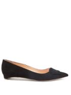 Ladies Shoes Rupert Sanderson - Hemploe Point-toe Suede Flats - Womens - Black