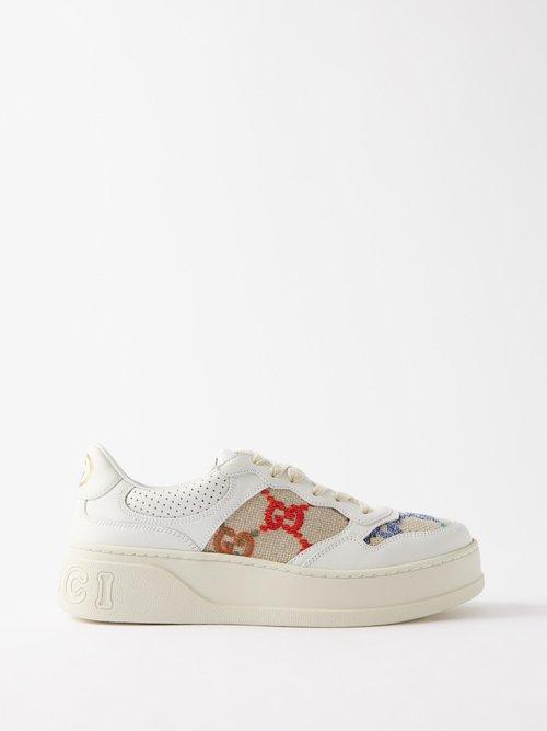 Gucci - Gg-jacquard Leather Trainers - Womens - Multi