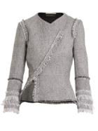Matchesfashion.com Roland Mouret - Kirkham Asymmetric Tweed Jacket - Womens - White Multi