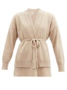 Matchesfashion.com Brunello Cucinelli - Double-layer Belted Ribbed-cashmere Cardigan - Womens - Camel